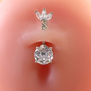 CRYSPURE Tendance Longue Pendentif <span class=keywords><strong>Gland</strong></span> 14g Acier Inoxydable Anneau de Nombril Femme Zircon Lotus Aile d'Ange Bijoux de <span class=keywords><strong>Piercing</strong></span> Ventre Vente en Gros OEM - Product Image 5