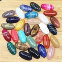 Vente en gros de pierres naturelles ovales de 15*30 mm, améthyste, lapis-lazuli, agate, quartz rose, cabochon, pierres précieuses pour la fabrication de bijoux DIY