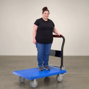 Carro de Servicio de <span class=keywords><strong>Plataforma</strong></span> de Cuatro Ruedas de Plástico Resistente, Carro de Almacén <span class=keywords><strong>con</strong></span> 1 Año de Garantía - Product Image 2