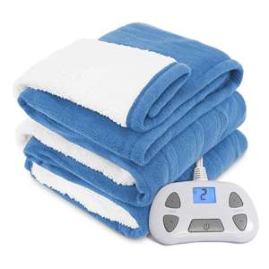 Manta Térmica Azul de Sherpa y Polar de 62"x 84" con 10 Niveles de Calefacción y Apagado Automático de 12 Horas - Product Image 1