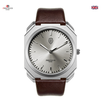 Montre de luxe pour homme PRECIOUS DUKE, mouvement à quartz, boîtier en alliage de zinc, bracelet en cuir 20 mm, résistance à l'eau 3 ATM, 38 mm, élégance et charme.