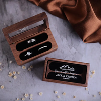 Boîte en noyer massif pour bijoux de mariage DIY, avec couvercle transparent et logo personnalisé, vente en gros