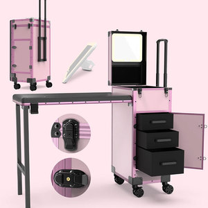 <span class=keywords><strong>Table</strong></span> de <span class=keywords><strong>manucure</strong></span> portable professionnelle rose pour salon de beauté - Product Image 1