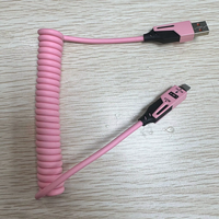 Kabel Data USB Type C PD 27W 65W Pengisian Cepat Spring 1.5M 4-In-1 Kabel Data Pengisian Cepat USB C untuk Ponsel Fungsi 3A