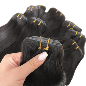 Extensions de cheveux 100% invisibles à clips, 100% naturels, double trame, qualité Remy, cheveux humains vierges bruts, double trame machine - Product Image 1