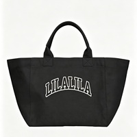 Sac fourre-tout surdimensionné en toile noire pour femme, grand sac de courses quotidien en coton, personnalisable avec logo, pour épicerie et plage, vente en gros