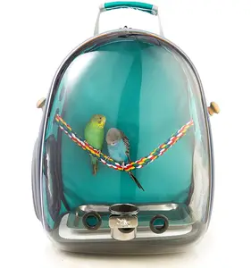 Transportador de viaje transparente para loros, mochila ligera transpirable, jaula para pájaros