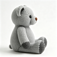 En gros, Ours en peluche gris tricoté, personnalisé, mignon, jouet et poupée en peluche