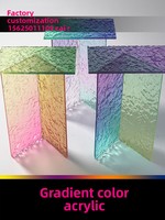 Planche acrylique transparente à dégradé rayé pour motif de pierre ondulée, planche décorative colorée imprimée UV