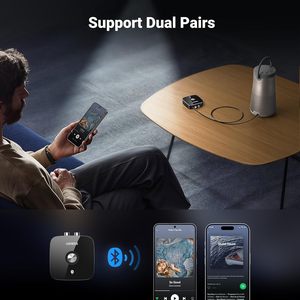 Adaptador AUX <span class=keywords><strong>Bluetooth</strong></span> <span class=keywords><strong>UGREEN</strong></span> con batería incorporada, compatible con dos pares de receptor <span class=keywords><strong>Bluetooth</strong></span> 5,3 para estéreo antiguo, 3,5mm/ RCA de doble canal - Product Image 5