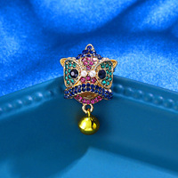 Broche Clochette Danse du Lion, Broche Rétro Créative, Épingle de Revers Élégante, Accessoire Vestimentaire Style Chinois
