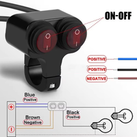 Interrupteur de guidon de moto 2-en-1 avec bouton de commande, pour guidon de moto 22mm (7/8 po), interrupteurs de rééquipement étanches avec indicateur marche/arrêt