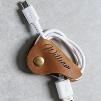 Organisateur de câbles en cuir personnalisé et significatif, enrouleur de cordons sur mesure pour cadeaux d'anniversaire de travail