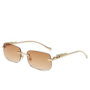 Nuevas Gafas de Sol sin Montura para Hombre y Mujer, Gafas de Sol de Diseño Moderno, Gafas de Sol Metálicas con Cabeza de Leopardo - Product Image 4