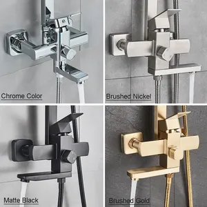 Wholesale Luxury SS304 Stainless Steel Bathroom <strong>Shower</strong> Faucet Rainfall <strong>Head</strong> Wall Mounted Hand Sprayer Bathtub <strong>Tap</strong> <strong>Shower</strong> Set - Product Image 4