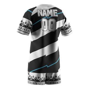 Camiseta Deportiva con Cuello en V para Hombre, Sublimada, para Gimnasio, Ropa Deportiva, Jersey de Rugby de Moda OEM, Conjunto de Camiseta y Pantalones Cortos - Product Image 4