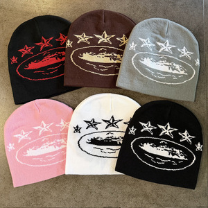 Nouveau bonnet en tricot jacquard cinq étoiles pour l'automne-hiver, chaud et doux, pour hommes et femmes, style streetwear décontracté - Product Image 1