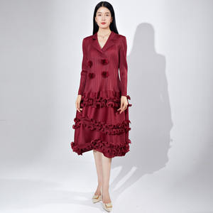 Vestido elegante de mujer con pliegues Miyake Vestido de pastel con dobladillo plisado de manga larga Vestido de moda de diseño elástico de alta calidad - Product Image 6