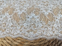 Dentelle à paillettes, broderie florale blanche, tulle, maille, garniture scintillante pour la décoration de robes, couture de vêtements, artisanat, vente en gros