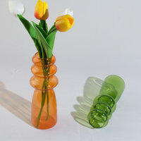 Vase en verre à bulles coloré, empilable, sculptural, avec col rond, pour la décoration moderne de la maison, présentation sur table