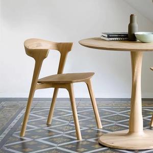 Chaise de salle à manger en bois de ferme d'hôtel en bois massif de teck/frêne extérieur créatif Simple de haute qualité - Product Image 6