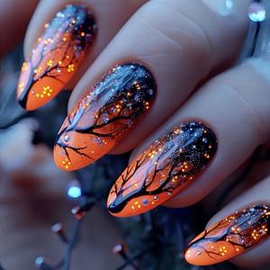 Fournitures pour Ongles Produits <span class=keywords><strong>de</strong></span> Beauté Ongles Presse sur Ongles Halloween Chauve-Souris <span class=keywords><strong>Nuit</strong></span> Arbre Flétri Ongles Wearable Amande Conseils Charms - Product Image 1