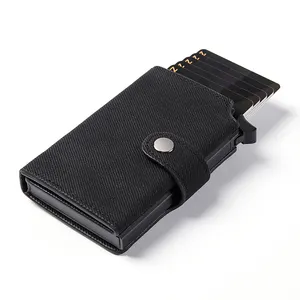 Factory Wholesale Metal Card Holder Wallet Leather Business Card Holder Case Metal Pop Up Wallet