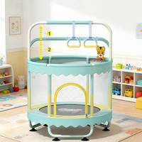 Trampoline Rond Sûr pour Enfants 1,5 m Intérieur/Extérieur avec Filet de Protection 1,6 m, Matériau PVC Souple Écologique et Durable pour Garçons et Filles