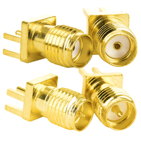 Adaptador de Conector RF de Cobre RP SMA SMA-KE/KWE/KHD, Hembra a Macho, para Montaje en PCB con Borde de Soldadura, Recto o en Ángulo Recto