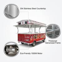 Remolque de Comida Móvil de Acero Inoxidable de 4 Ruedas con Motor de 1500W, Iluminación LED y Rango Combinado para Servicio de Comida Rápida al Aire Libre