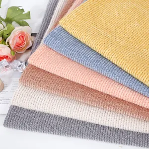 Hochwertige benutzer definierte Polyester Nylon 500g/m² Garn gefärbte Streifen gestrickte Mikro faser Chenille Stoff für Winter Frauen Pullover