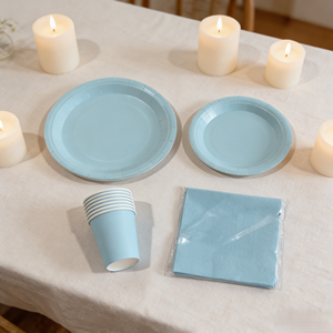 DAMAI - Vajilla de Papel de Color Sólido para Fiestas, Juego de Vajilla Desechable de Color Liso, Platos de 7 y 9 Pulgadas, Vasos de Papel, Servilletas - Product Image 4