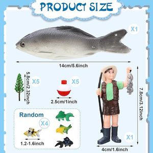 Pastel de pesca de pescador, suministros de fiesta de cumpleaños para hombre, niños, niñas, pesca, 16 Uds. - Product Image 2