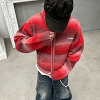 Sweat à capuche zippé intégral en tissu tissé patchwork d'hiver, style Harajuku vieilli, streetwear pour homme