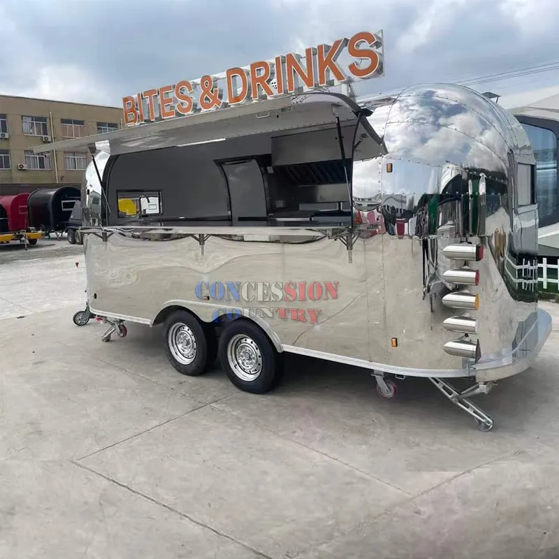 2024 Hot Bán Airstream thực phẩm Trailer với đầy đủ thiết bị nhà bếp di động thanh Coffe Ice Cream thẻ BBQ thực phẩm Trailer xe tải