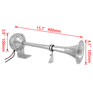 Fort 115dB puissant simple/Double trompette en acier inoxydable <span class=keywords><strong>klaxon</strong></span> d'air de Train électrique marin pour bateaux ou RV ou camions Chrome 12/24V - Product Image 2