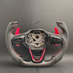 พวงมาลัยแอกครึ่งรอบคาร์บอนไฟเบอร์สำหรับ VW <span class=keywords><strong>Volkswagen</strong></span> Golf 8 R 5 6 7 MK8 MK6 MK7 7R 8R GTI POLO Passat B8 - Product Image 1