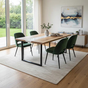 Table à manger rectangulaire de luxe en bois d'acacia et résine époxy, fabriquée à la main, pour la maison, le bureau, l'hôtel, le salon, résistante à l'eau, idéale pour les retraités - Product Image 3