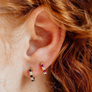 ROXI S925 Argent Sterling Boucles d'oreilles créoles classiques tendance avec micro-zircons - Product Image 3