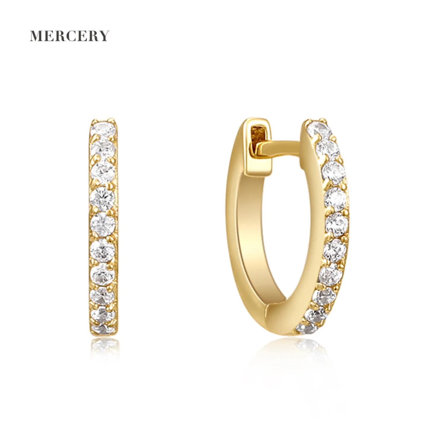 Mercery Fashion Jewelry Set Silver 925 Bright Zircon 14K Gold Plated Hoop Earrings Silver Gemstone Jewelry Women Fine Earring