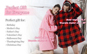 Couverture polaire à capuche confortable et ample à carreaux, style sweat-shirt avec manches et poche - Product Image 4