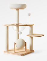 Arbre à chat intégré en bois massif avec lit pour chat, design peu encombrant pour la maison, griffoir en sisal, capsule spatiale