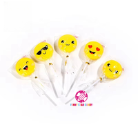 Fabricant Chinois Halal Sucette Fruit Aromatisé Doux Bâton Dur Bonbons Mignon Jaune Sourire Expression Sucette