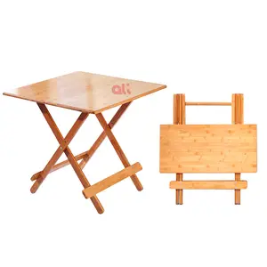 方形竹子折叠家庭烧烤野餐桌便携式轻松折叠户外露台竹桌