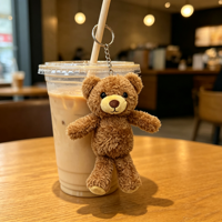 Porte-clés ours en peluche super doux style bien-être, jouet ours en peluche, décoration créative pour porte-gobelet, option logo personnalisé, petit cadeau pour