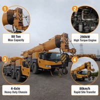 Grue mobile haute performance de 80 tonnes, série XCT80, flèche en U de 47,5 m, prête à l'emploi, équipement de levage en vente