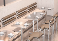 Mobilier d'hôtel commercial de cantine de chaise d'acier inoxydable de style industriel pour la combinaison de table et de chaise de salle à manger de restaurant