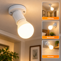 Douille d'ampoule E27 blanche inclinée AC85-265V, support à vis pour ampoule LED, montage mural ou au plafond pour éclairage domestique et commercial, installation simple