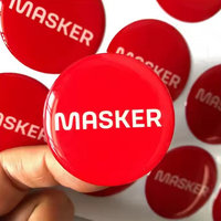Autocollant personnalisé de marque avec logo rouge, rond, brillant, durable, résistant aux intempéries, en polymère cristallin solide pour l'étiquetage d'équipements