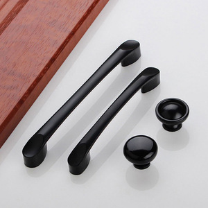 Modern Minimalist Cabinet Door Handles <b>Black</b> Aluminum Alloy Bar <b>Knobs</b> For Kitchen Wardrobe Drawer Furniture - Product Image 1